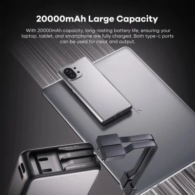 Zlos 20000mAh MB20 Power Bank 65W With Built-In Cables - Black / Silver